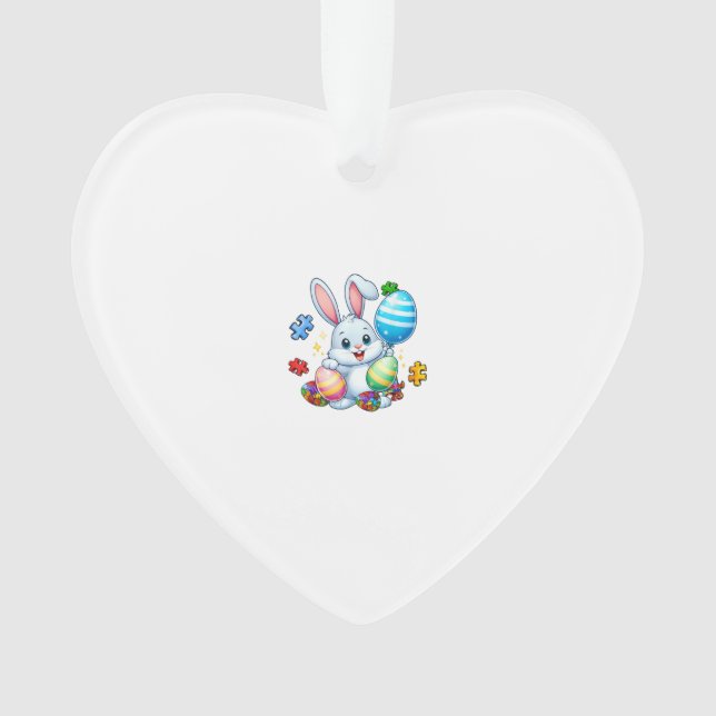 Funny Autism Awareness Puzzle Easter Bunny Eggs Ki Ornament (Front)