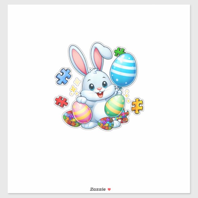 Funny Autism Awareness Puzzle Easter Bunny Eggs Ki Sticker (Sheet)