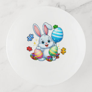 Funny Autism Awareness Puzzle Easter Bunny Eggs Ki Trinket Tray