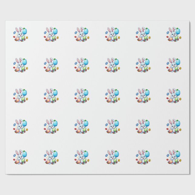 Funny Autism Awareness Puzzle Easter Bunny Eggs Ki Wrapping Paper (Flat)