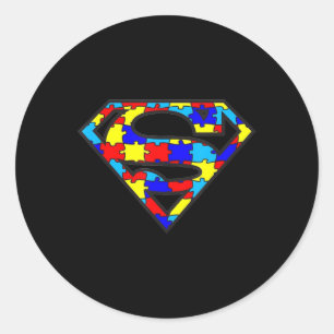 Funny Autism Awareness Superhero T-Shirt170 Classic Round Sticker