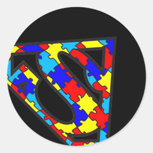Funny Autism Awareness Superhero T-shirt.png Classic Round Sticker