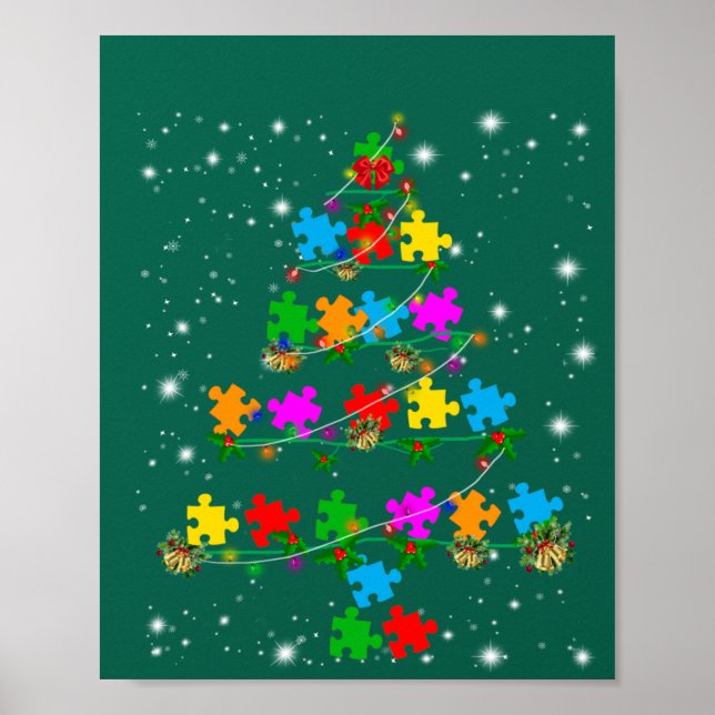 Funny Autism Christmas Tree Tee Ornament Decor Gif (Front)