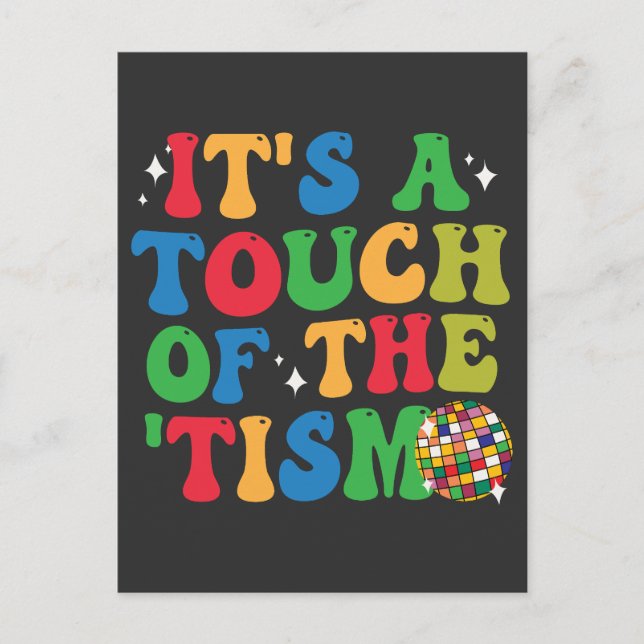 Funny Autism It's A Touch Of The 'Tism Groovy Gift Invitation Postcard (Front)