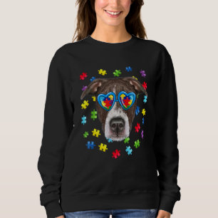 Funny Autism Pitbull Dog Puzzle Sunglasses Boys Ki Sweatshirt