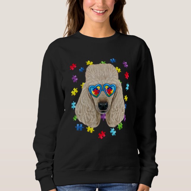 Funny Autism Poodle Dog Puzzle Sunglasses Boys Kid Sweatshirt (Front)