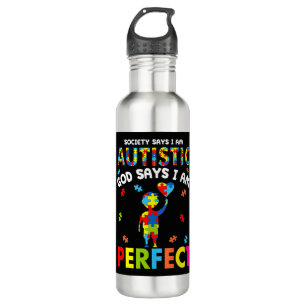 Funny Autism quotes "Society Says I'm Autistic, Go Stainless Steel Water Bottle