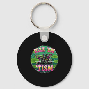 Funny Autism Rizz Em With The Tism Frog Meme Autis Keychain
