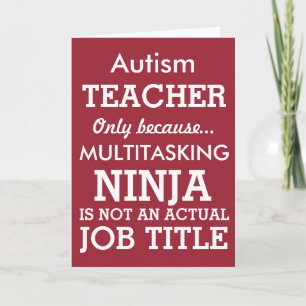 Funny Autism Special Needs Teacher Letterpress Thank You Card
