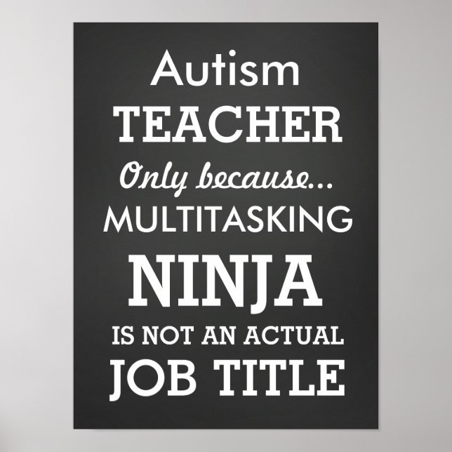 Funny Autism Special Needs Teacher Poster (Front)