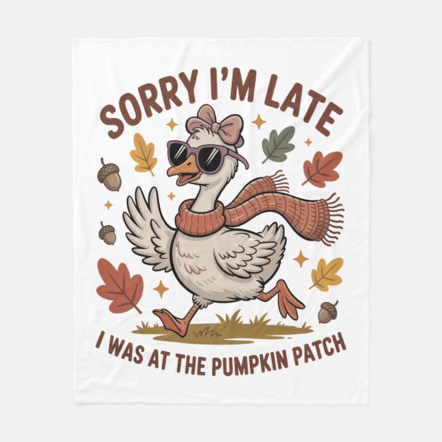 Funny Autumn Goose Fleece Blanket (Front)