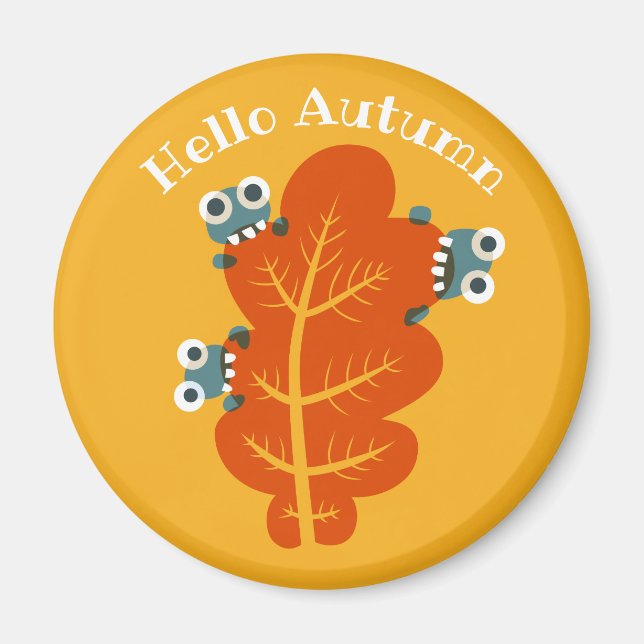 Funny Autumn Leaf Nature Lover Yellow Magnet (Front)