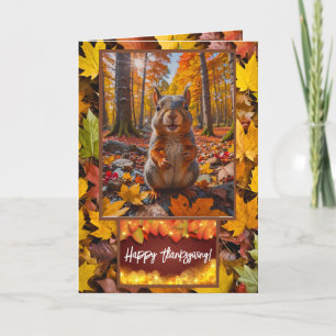 Funny Autumn Squirrel Thanksgiving Card