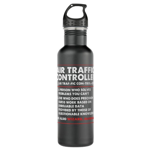 Funny Aviation Air Traffic Controller  Stainless Steel Water Bottle (Front)