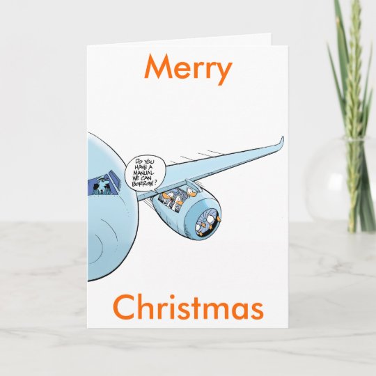 Funny Aviation Cartoon Merry Christmas Card | Zazzle.com