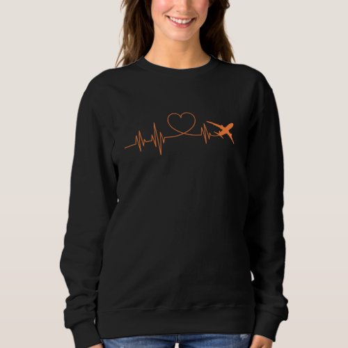 Funny Aviation Plane Heartbeat Pilot  Men Cute Tra Sweatshirt