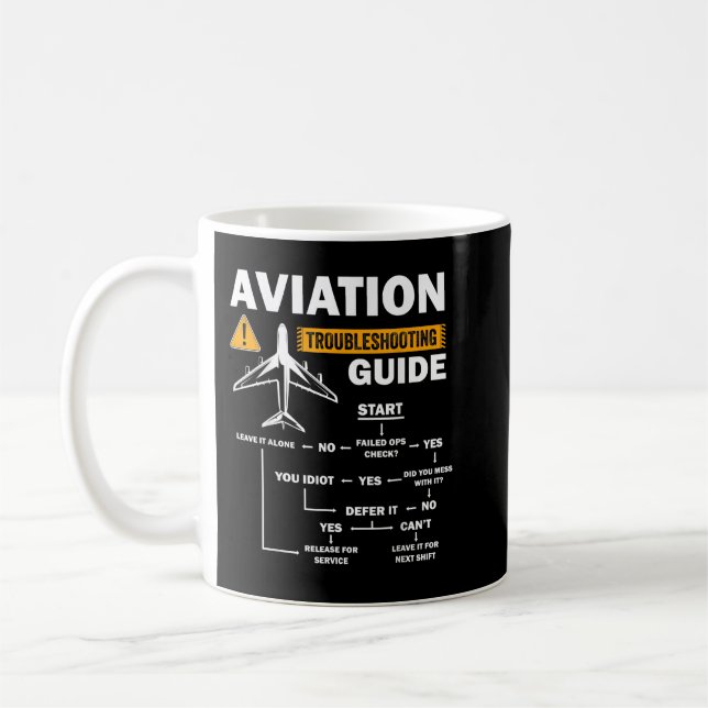 Funny Aviation Troubleshooting Guide Gift for Airp Coffee Mug (Left)
