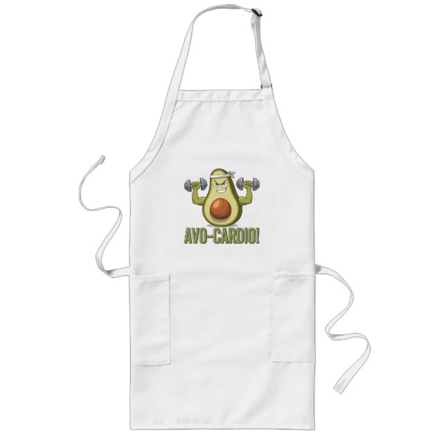 Funny Avo-Cardio Avocado Fitness Design Long Apron (Front)
