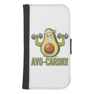 Funny Avo-Cardio Avocado Fitness Design Galaxy S4 Wallet Case