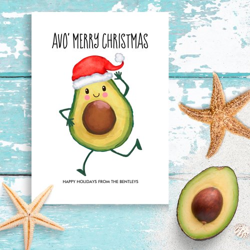 Funny Avocado Avo Merry Christmas Holiday Card