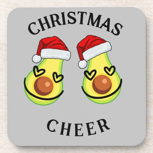 funny avocado christmas cheer beverage coaster (Front)