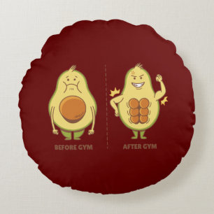 Funny Avocado, Cute Fruit Meme Round Pillow