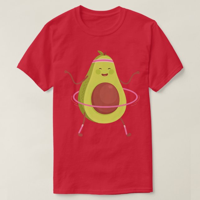 Funny avocado Doing Hula Hoop T-Shirt (Design Front)