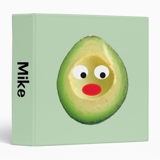 Funny Avocado Face 4Mike 3 Ring Binder (Front/Spine)