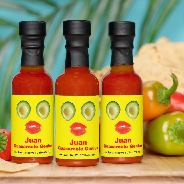 Funny Avocado Face Guac Hot Sauce Bottle Favors (Multi)