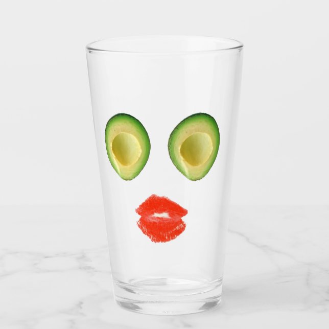 Funny Avocado Face Red Green 4Michelle Glass (Front)