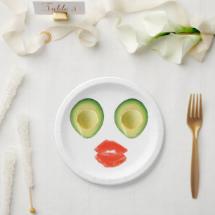 Funny Avocado Face Red Lips 4Eve Paper Plates