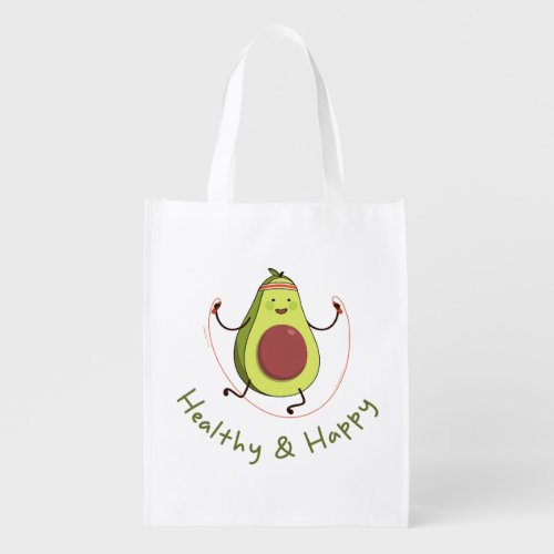 Funny Avocado Happy  Healthy Grocery Bag