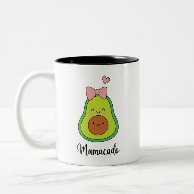 Funny Avocado Mamacado Two-Tone Coffee Mug (Left)