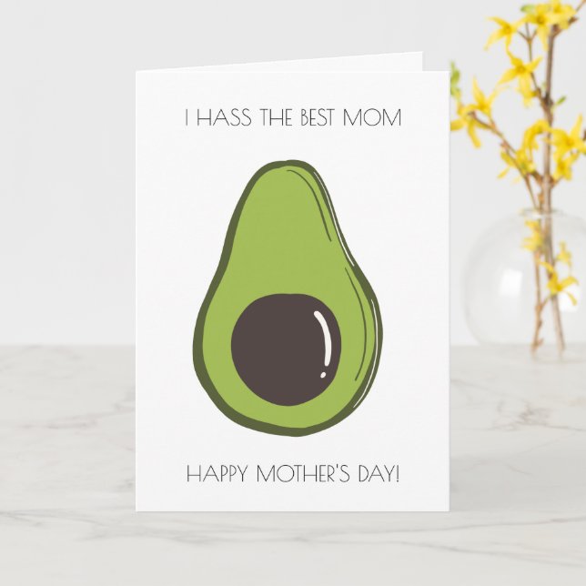 Funny Avocado Mother's Day Card (Yellow Flower)