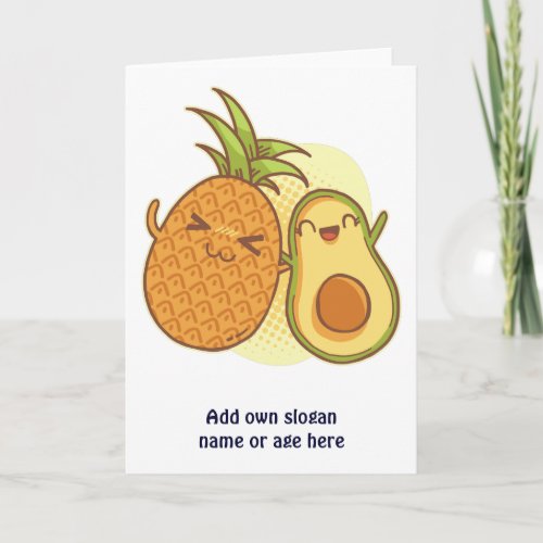 Funny Avocado Pineapple Best Friends BFF Kawaii Card