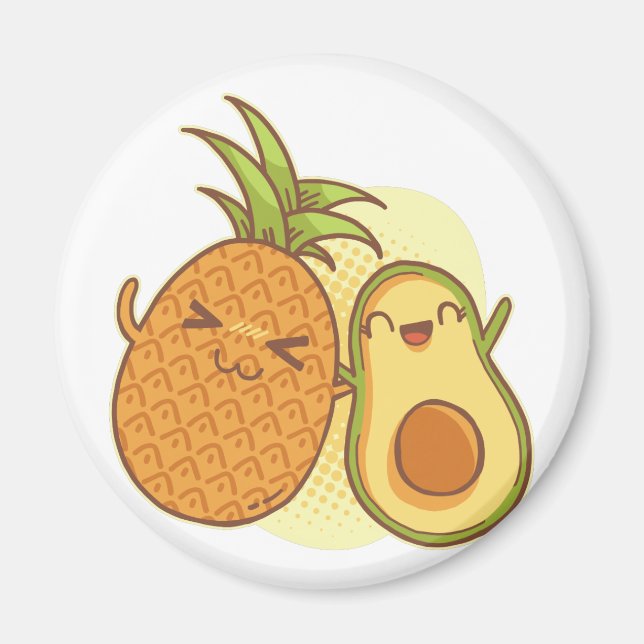 Funny Avocado Pineapple Best Friends BFF Kawaii Magnet (Front)