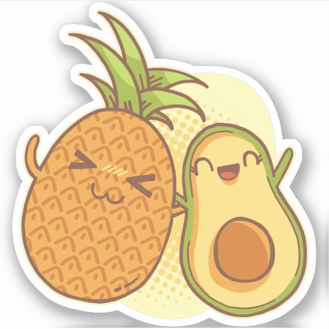 Funny Avocado Pineapple Best Friends BFF Kawaii Sticker (Front)