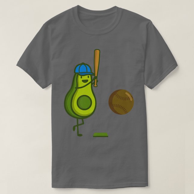 Funny Avocado playing Baseball T-Shirt (Design Front)