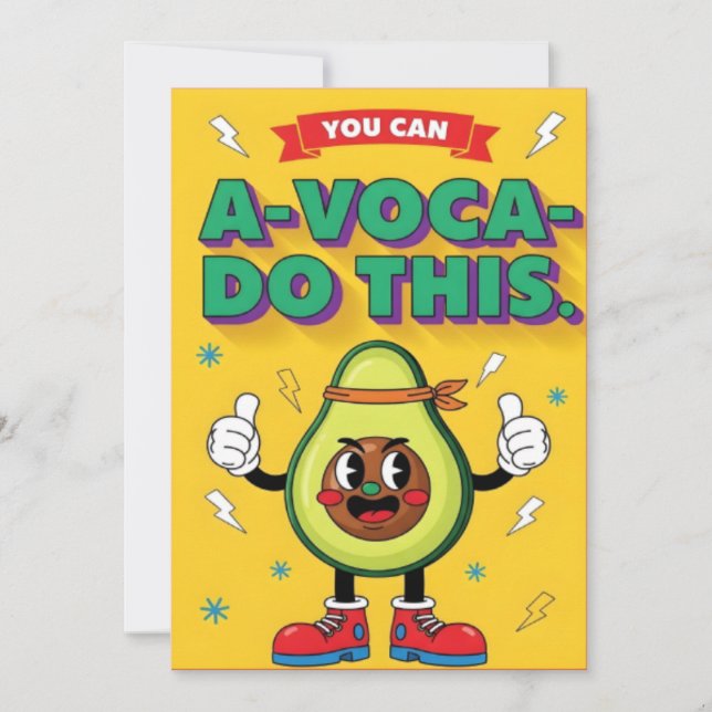 funny avocado positive kawaii fruit lover thank you card (Front)