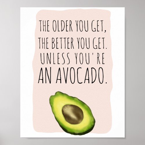 Funny avocado quote watercolor illustration poster