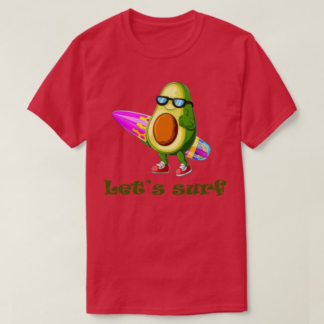 Funny Avocado Surfing 40 T-Shirt (Design Front)
