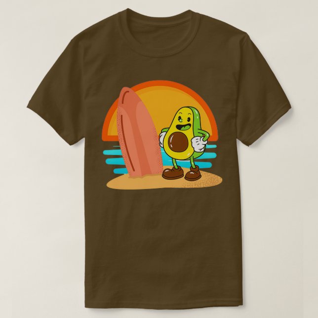 Funny Avocado Surfing 64 T-Shirt (Design Front)