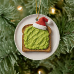 Funny Avocado Toast – Personalized Xmas Gift Ceramic Ornament<br><div class="desc">Bring some guac to your holiday decor! This adorable avocado toast ornament, topped with a Santa hat and served on a ceramic plate, is the perfect gift for avocado lovers, brunch fans, or anyone who loves spreading joy (and avo). Customize the back with your own message – like “Spread love...</div>