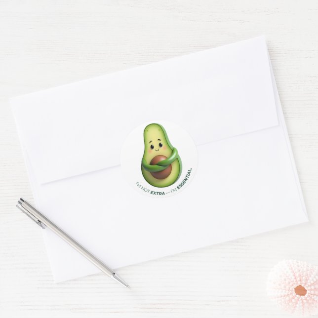 Funny Avocado Tote – I’m Not Extra, I’m Essential Classic Round Sticker (Envelope)