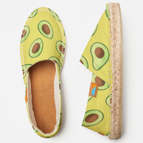 Funny Avocados Green and Yellow Colorful Pattern Espadrilles