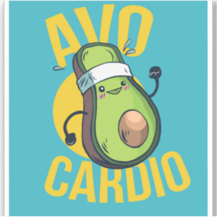 Funny AVOCARDIO Avocado Exercise Heart Graphics Sticker