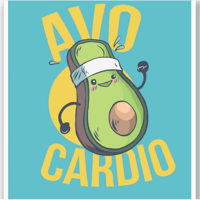 Funny AVOCARDIO Avocado Exercise Heart Graphics Sticker (Front)