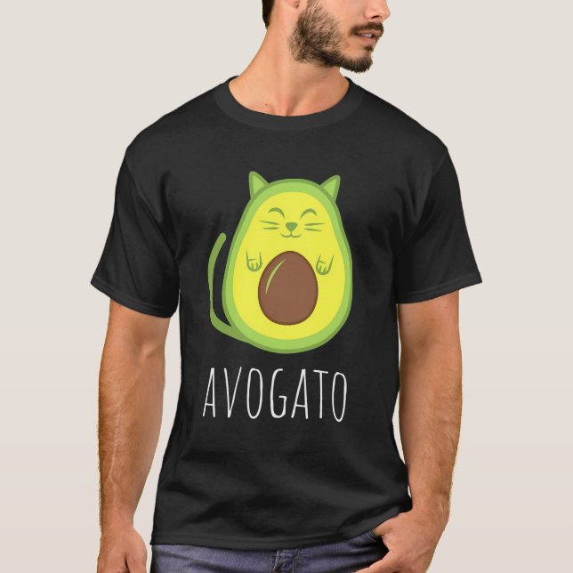 Funny Avogato Cat Avocado T-Shirt (Front)