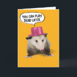 Funny Awesome Possum Birthday Card<br><div class="desc">Who can resist a cute possum wearing a glittery party hat. He say's,  "You can play dead later. Time to party like an awesome possum!" Cute card for anyone's birthday.</div>
