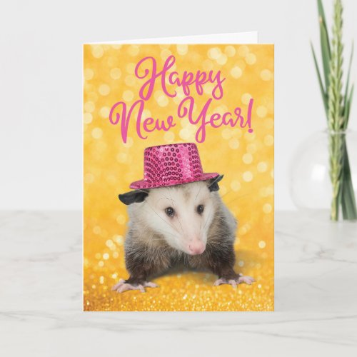 Funny Awesome Possum New Years Card